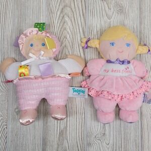 Lot of 2 Taggies Geranimals My Best Friend Plush Baby Doll Pink Girl Blonde Hair